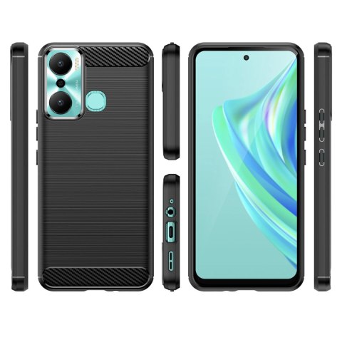 Carbon Case etui do Infinix Hot 20 Play elastyczny silikonowy karbonowy pokrowiec czarne Carbon Case etui do Infinix Hot 20 Play elastyczny silikonowy karbonowy pokrowiec czarne