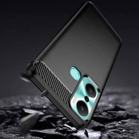 Carbon Case etui do Infinix Hot 20 Play elastyczny silikonowy karbonowy pokrowiec czarne Carbon Case etui do Infinix Hot 20 Play elastyczny silikonowy karbonowy pokrowiec czarne