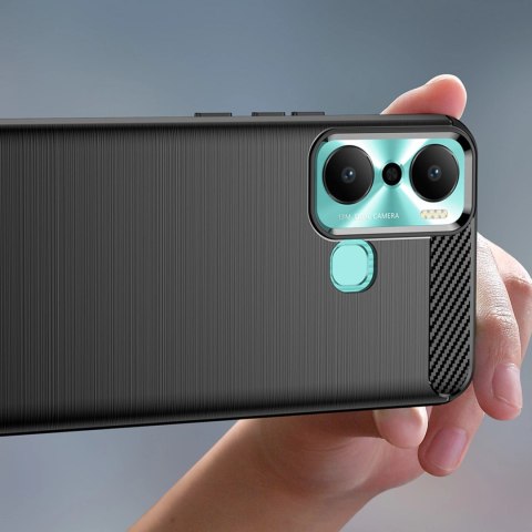 Carbon Case etui do Infinix Hot 20 Play elastyczny silikonowy karbonowy pokrowiec czarne Carbon Case etui do Infinix Hot 20 Play elastyczny silikonowy karbonowy pokrowiec czarne