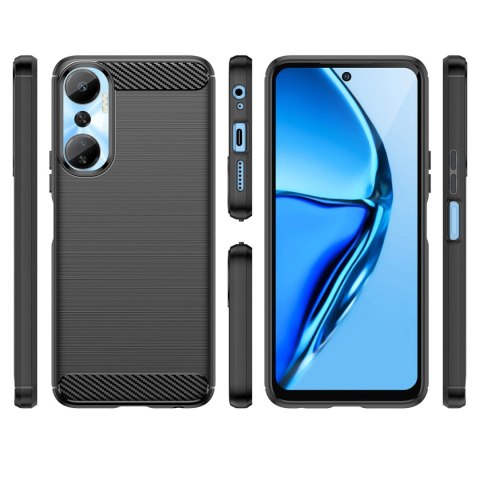 Carbon Case etui do Infinix Hot 20 elastyczny silikonowy karbonowy pokrowiec czarne Carbon Case etui do Infinix Hot 20 elastyczny silikonowy karbonowy pokrowiec czarne