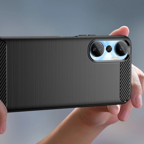 Carbon Case etui do Infinix Hot 20 elastyczny silikonowy karbonowy pokrowiec czarne Carbon Case etui do Infinix Hot 20 elastyczny silikonowy karbonowy pokrowiec czarne