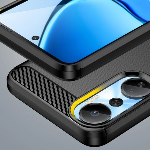 Carbon Case etui do Infinix Hot 20 elastyczny silikonowy karbonowy pokrowiec czarne Carbon Case etui do Infinix Hot 20 elastyczny silikonowy karbonowy pokrowiec czarne