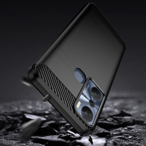 Carbon Case etui do Infinix Hot 20i elastyczny silikonowy karbonowy pokrowiec czarne Carbon Case etui do Infinix Hot 20i elastyczny silikonowy karbonowy pokrowiec czarne