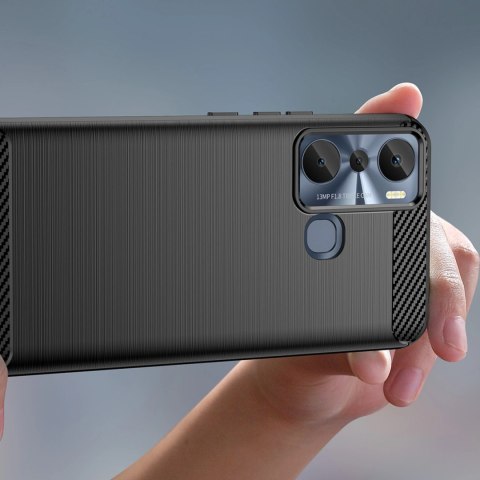 Carbon Case etui do Infinix Hot 20i elastyczny silikonowy karbonowy pokrowiec czarne Carbon Case etui do Infinix Hot 20i elastyczny silikonowy karbonowy pokrowiec czarne