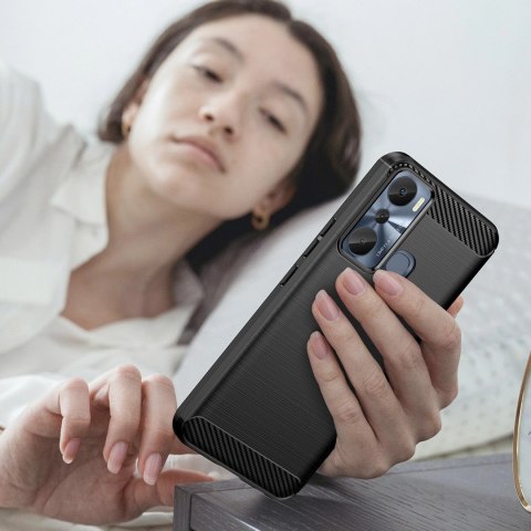 Carbon Case etui do Infinix Hot 20i elastyczny silikonowy karbonowy pokrowiec czarne Carbon Case etui do Infinix Hot 20i elastyczny silikonowy karbonowy pokrowiec czarne