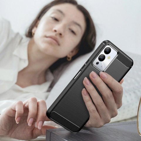 Carbon Case etui do Infinix Note 12i elastyczny silikonowy karbonowy pokrowiec czarne Carbon Case etui do Infinix Note 12i elastyczny silikonowy karbonowy pokrowiec czarne