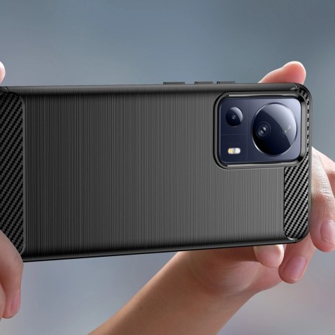 Carbon Case etui do Xiaomi 13 Lite elastyczny silikonowy karbonowy pokrowiec czarne Carbon Case etui do Xiaomi 13 Lite elastyczny silikonowy karbonowy pokrowiec czarne