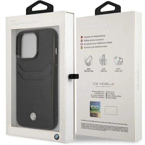 Etui BMW Leather Card Slot na iPhone 14 Pro Max - czarne Etui BMW Leather Card Slot na iPhone 14 Pro Max - czarne