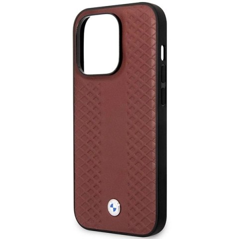 Etui BMW Leather Diamond Pattern MagSafe na iPhone 14 Pro Max - burgundowe Etui BMW Leather Diamond Pattern MagSafe na iPhone 14 Pro Max - burgundowe