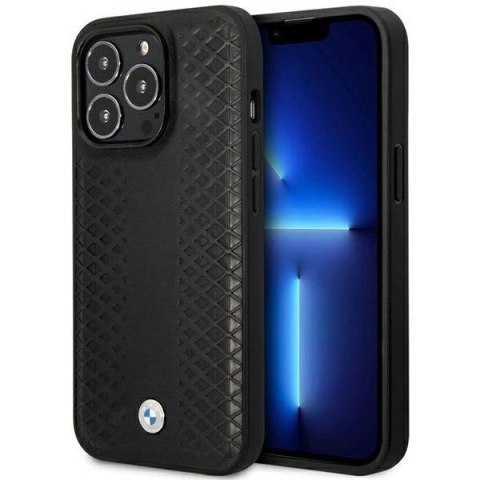 Etui BMW Leather Diamond Pattern MagSafe na iPhone 14 Pro Max - czarne Etui BMW Leather Diamond Pattern MagSafe na iPhone 14 Pro Max - czarne
