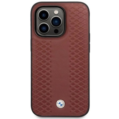 Etui BMW Leather Diamond Pattern MagSafe na iPhone 14 Pro - burgundowe