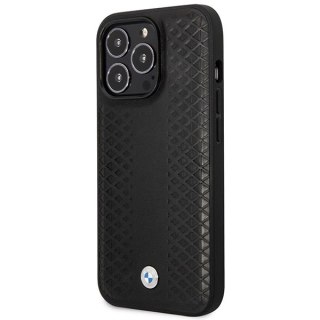 Etui BMW Leather Diamond Pattern MagSafe na iPhone 14 Pro - czarne