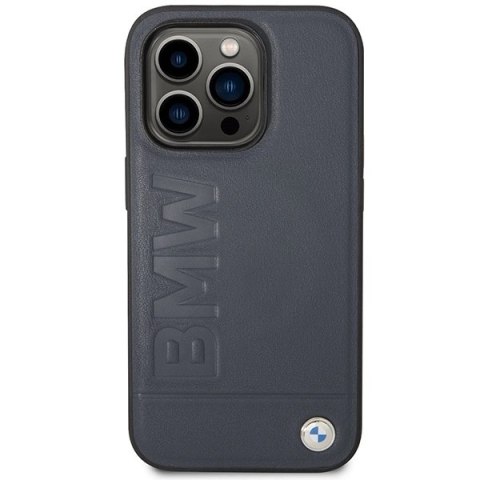 Etui BMW Leather Hot Stamp MagSafe na iPhone 14 Pro Max - granatowe