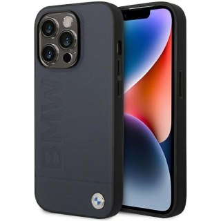 Etui BMW Leather Hot Stamp MagSafe na iPhone 14 Pro - granatowe