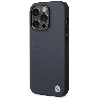 Etui BMW Leather Hot Stamp MagSafe na iPhone 14 Pro - granatowe
