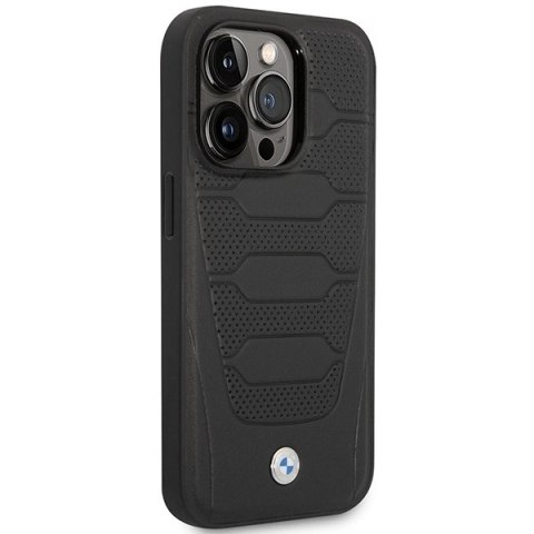 Etui BMW Leather Seats Pattern MagSafe na iPhone 14 Pro - czarne