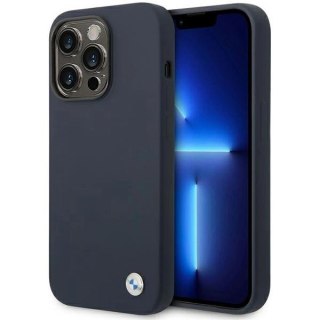 Etui BMW Silicone Metal Logo MagSafe na iPhone 14 Pro Max - granatowe