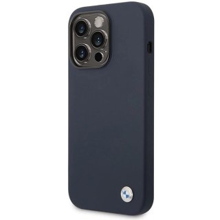 Etui BMW Silicone Metal Logo MagSafe na iPhone 14 Pro Max - granatowe