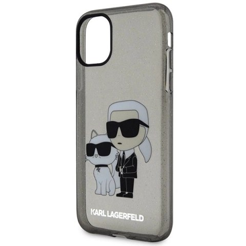 Etui Karl Lagerfeld Glitter Karl&Choupette na iPhone 11 / Xr - czarne