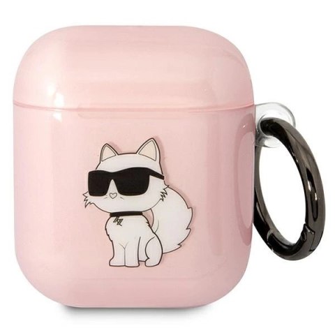 Etui Karl Lagerfeld Ikonik Choupette na AirPods 1/2 - różowe Etui Karl Lagerfeld Ikonik Choupette na AirPods 1/2 - różowe
