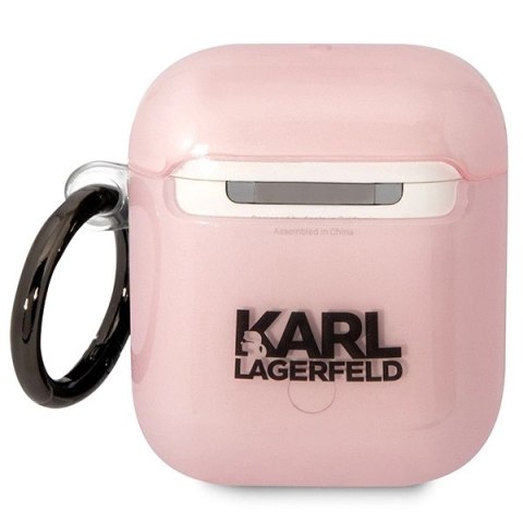 Etui Karl Lagerfeld Ikonik Choupette na AirPods 1/2 - różowe Etui Karl Lagerfeld Ikonik Choupette na AirPods 1/2 - różowe