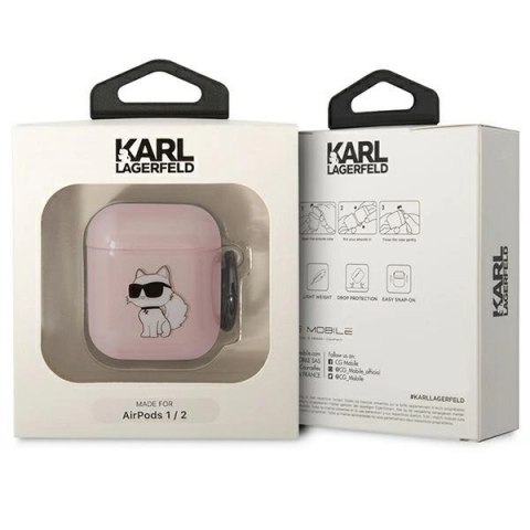 Etui Karl Lagerfeld Ikonik Choupette na AirPods 1/2 - różowe Etui Karl Lagerfeld Ikonik Choupette na AirPods 1/2 - różowe