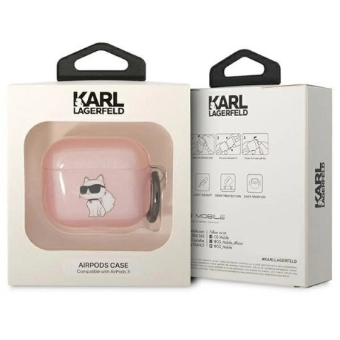 Etui Karl Lagerfeld Ikonik Choupette na AirPods 3 - różowe Etui Karl Lagerfeld Ikonik Choupette na AirPods 3 - różowe