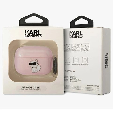 Etui Karl Lagerfeld Ikonik Choupette na AirPods Pro - różowe Etui Karl Lagerfeld Ikonik Choupette na AirPods Pro - różowe