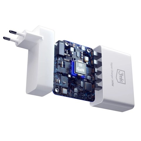 Ładowarka sieciowa 3mk Hyper Charger GaN 140W 3x USB-C 2x USB-A - biała