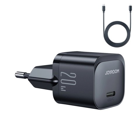 Mini ładowarka USB C 20W PD z kablem USB C - Lightning Joyroom JR-TCF02 - czarna Mini ładowarka USB C 20W PD z kablem USB C - Lightning Joyroom JR-TCF02 - czarna