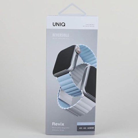 Pasek Uniq Revix na Apple Watch 1/2/3/4/5/6/7/8/SE/SE2/Ultra 42/44/45/49mm - biało-niebieski Pasek Uniq Revix na Apple Watch 1/2/3/4/5/6/7/8/SE/SE2/Ultra 42/44/45/49mm - biało-niebieski