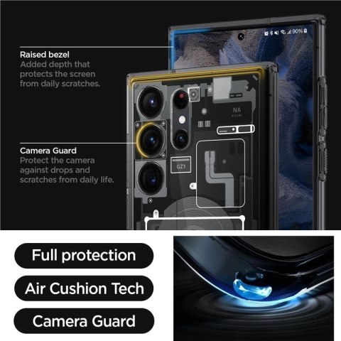 Etui Spigen Ultra Hybrid na Samsung Galaxy S23 Ultra - ciemnoszare (wzór Zero One) Etui Spigen Ultra Hybrid na Samsung Galaxy S23 Ultra - ciemnoszare (wzór Zero One)