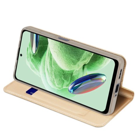 Dux Ducis Skin Pro etui do Xiaomi Redmi Note 12 Pro / Poco X5 Pro 5G pokrowiec z klapką portfel na kartę podstawka złote Dux Ducis Skin Pro etui do Xiaomi Redmi Note 12 Pro / Poco X5 Pro 5G pokrowiec z klapką portfel na kartę podstawka złote