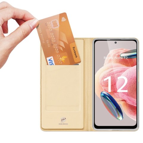 Dux Ducis Skin Pro etui do Xiaomi Redmi Note 12 pokrowiec z klapką portfel na kartę podstawka złote Dux Ducis Skin Pro etui do Xiaomi Redmi Note 12 pokrowiec z klapką portfel na kartę podstawka złote