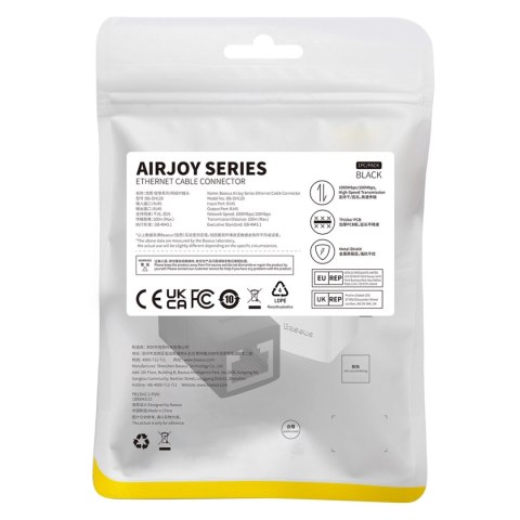 Złączka sieciowa łącznik kabli Ethernet RJ-45 Baseus AirJoy Series 2 szt. - czarna Złączka sieciowa łącznik kabli Ethernet RJ-45 Baseus AirJoy Series 2 szt. - czarna