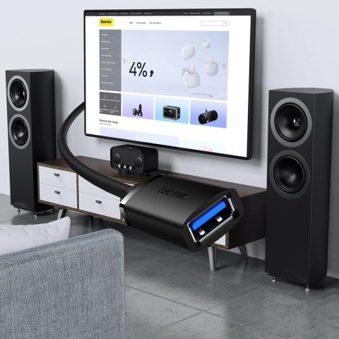 Przedłużacz kabel USB 3.0 1m Baseus AirJoy Series - czarny Przedłużacz kabel USB 3.0 1m Baseus AirJoy Series - czarny