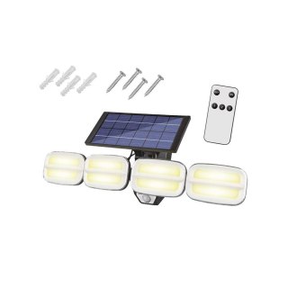 Lampa ścienna solarna regulowana z pilotem 8 LED COB 800lm PIR IP65 4800mAh