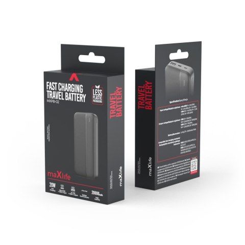 Maxlife power bank MXPB-02 PD QC 20W 20000 mAh czarny Maxlife power bank MXPB-02 PD QC 20W 20000 mAh czarny