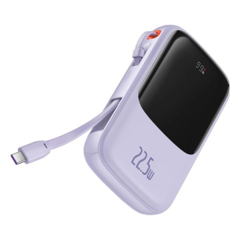 Baseus Qpow powerbank 10000mAh wbudowany kabel USB Typu C 22.5W Quick Charge SCP AFC FCP fioletowy (PPQD020105) Baseus Qpow powerbank 10000mAh wbudowany kabel USB Typu C 22.5W Quick Charge SCP AFC FCP fioletowy (PPQD020105)