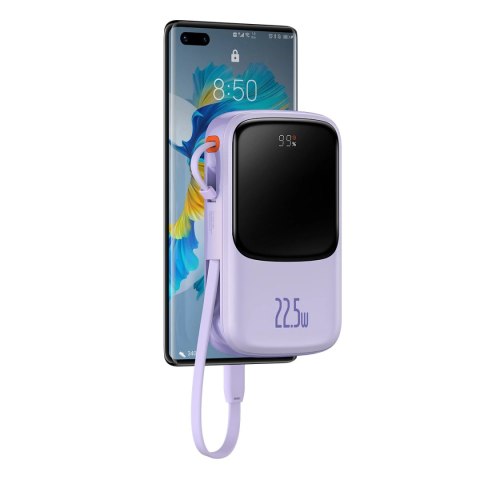 Baseus Qpow powerbank 10000mAh wbudowany kabel USB Typu C 22.5W Quick Charge SCP AFC FCP fioletowy (PPQD020105) Baseus Qpow powerbank 10000mAh wbudowany kabel USB Typu C 22.5W Quick Charge SCP AFC FCP fioletowy (PPQD020105)