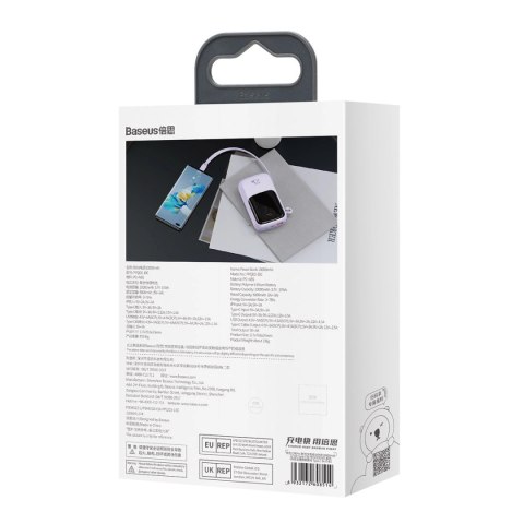 Baseus Qpow powerbank 10000mAh wbudowany kabel USB Typu C 22.5W Quick Charge SCP AFC FCP fioletowy (PPQD020105) Baseus Qpow powerbank 10000mAh wbudowany kabel USB Typu C 22.5W Quick Charge SCP AFC FCP fioletowy (PPQD020105)