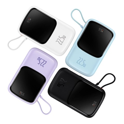 Baseus Qpow powerbank 10000mAh wbudowany kabel USB Typu C 22.5W Quick Charge SCP AFC FCP fioletowy (PPQD020105) Baseus Qpow powerbank 10000mAh wbudowany kabel USB Typu C 22.5W Quick Charge SCP AFC FCP fioletowy (PPQD020105)