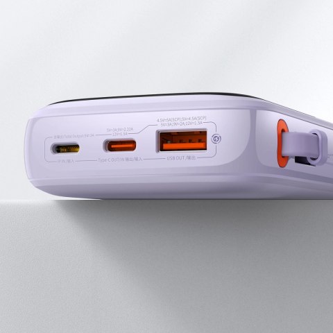 Baseus Qpow powerbank 10000mAh wbudowany kabel USB Typu C 22.5W Quick Charge SCP AFC FCP fioletowy (PPQD020105) Baseus Qpow powerbank 10000mAh wbudowany kabel USB Typu C 22.5W Quick Charge SCP AFC FCP fioletowy (PPQD020105)