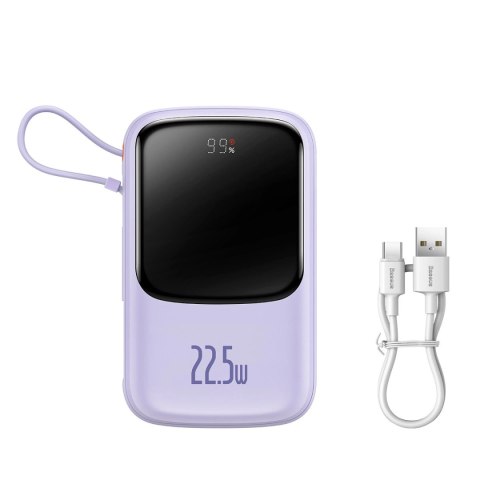 Baseus Qpow powerbank 10000mAh wbudowany kabel USB Typu C 22.5W Quick Charge SCP AFC FCP fioletowy (PPQD020105) Baseus Qpow powerbank 10000mAh wbudowany kabel USB Typu C 22.5W Quick Charge SCP AFC FCP fioletowy (PPQD020105)