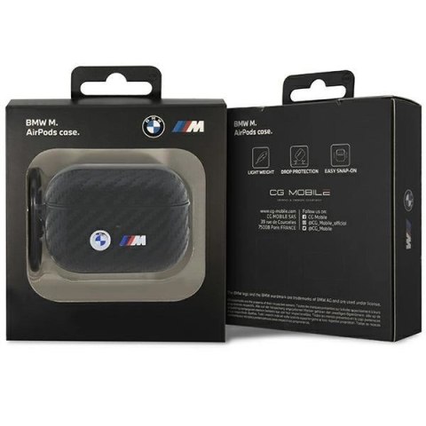 Etui BMW Carbon Double Metal Logo na AirPods Pro 2 gen - czarne Etui BMW Carbon Double Metal Logo na AirPods Pro 2 gen - czarne