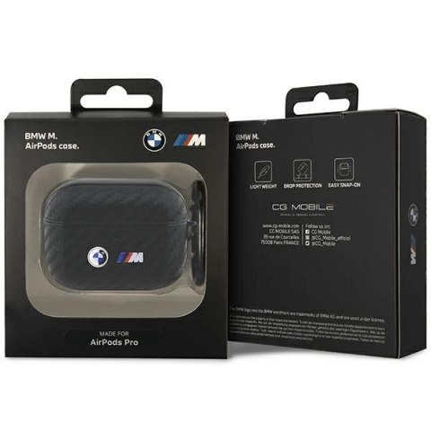 Etui BMW Carbon Double Metal Logo na AirPods Pro - czarne Etui BMW Carbon Double Metal Logo na AirPods Pro - czarne