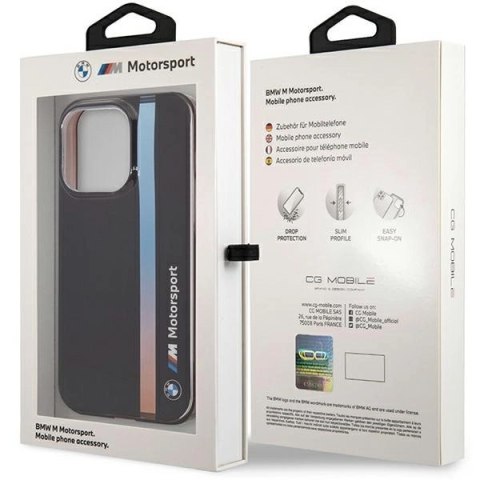 Etui BMW IML Tricolor Stripe na iPhone 14 Pro - czarne Etui BMW IML Tricolor Stripe na iPhone 14 Pro - czarne