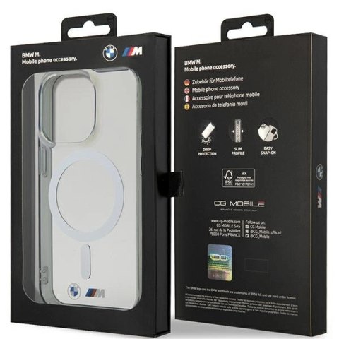 Etui BMW Silver Ring MagSafe na iPhone 14 Pro - przezroczyste