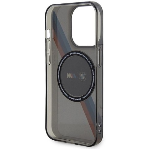 Etui BMW Tricolor Stripes MagSafe na iPhone 14 Pro - szare