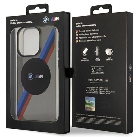 Etui BMW Tricolor Stripes MagSafe na iPhone 14 Pro - szare